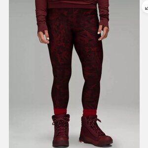 LULULEMON Team Canada Chase the Chill Tight, sz 8, 28", dark red pattern